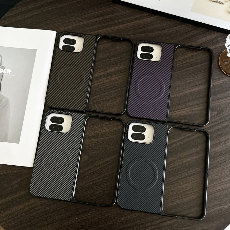 For Google Pixel 9 Pro Fold Carbon Fiber Leather MagSafe PC Phone Case(Black) by buy2fix