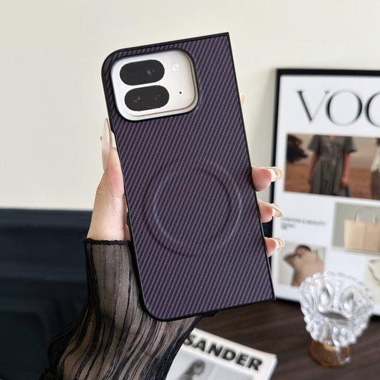 For Google Pixel 9 Pro Fold Carbon Fiber Leather MagSafe PC Phone Case(Purple) by buy2fix