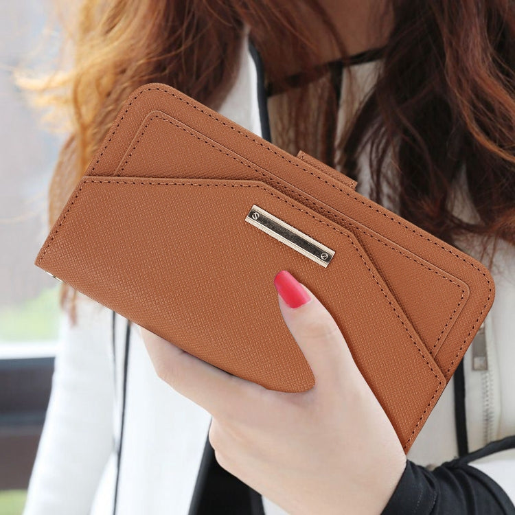 For iPhone 16 Cross Texture Crossbody Lanyard Leather Phone Case(Brown) by buy2fix