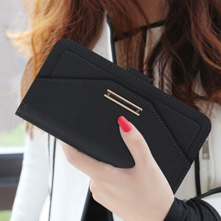 For iPhone 15 Pro Cross Texture Crossbody Lanyard Leather Phone Case(Black) - iPhone 15 Pro Cases by buy2fix | Online Shopping UK | buy2fix