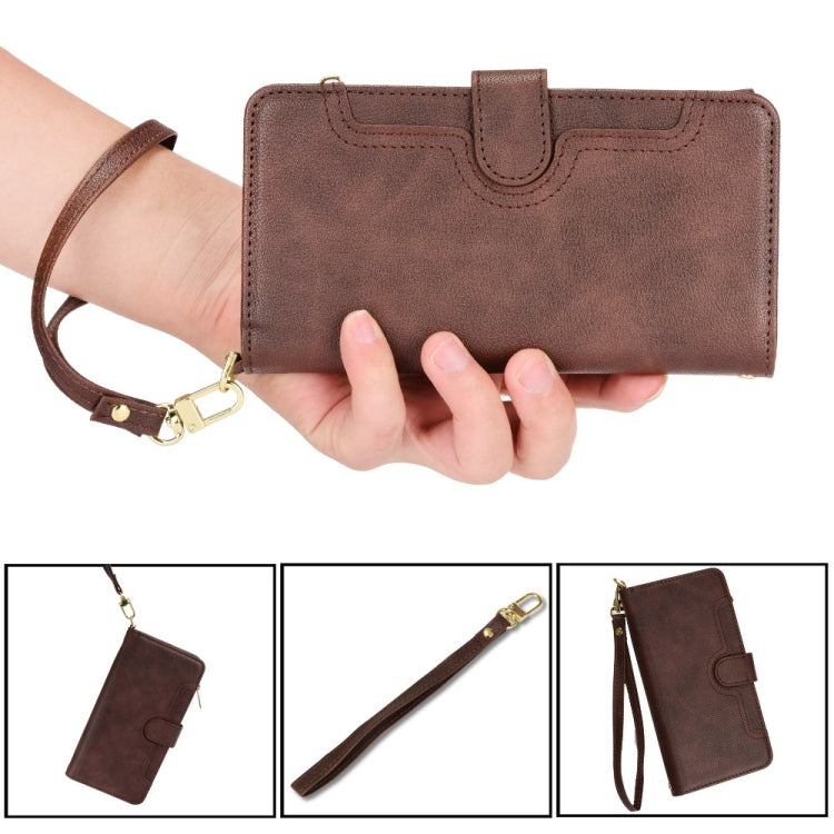 For iPhone 16 Litchi Texture Zipper Leather Phone Case(Brown) by buy2fix