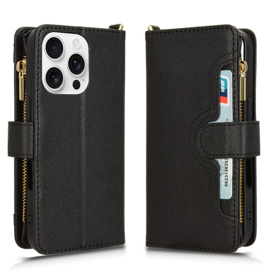 For iPhone 16 Pro Max Litchi Texture Zipper Leather Phone Case(Black) by buy2fix