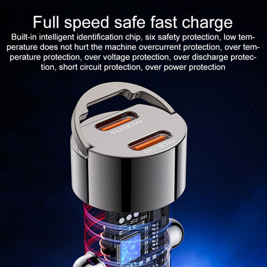 Yesido Y69 PD30W Dual USB-C / Type-C Zinc Alloy Mini Car Charger(Metal Grey) by Yesido