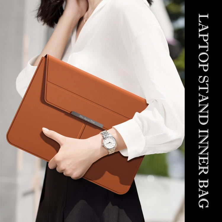 Multifunctional Laptop PU Magnetic Stand Split Liner Bag with Mouse Pad Function, Size:13-14 inch(Grey) by buy2fix