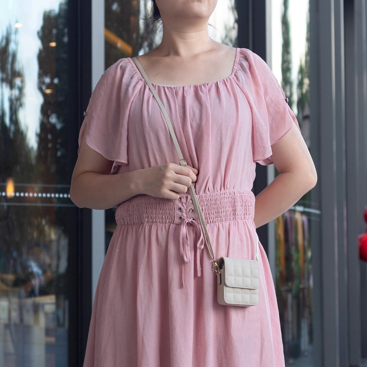 For Samsung Galaxy Z Flip6 BFB04 Plaid Crossbody Fold Phone Bag(Beige) by buy2fix