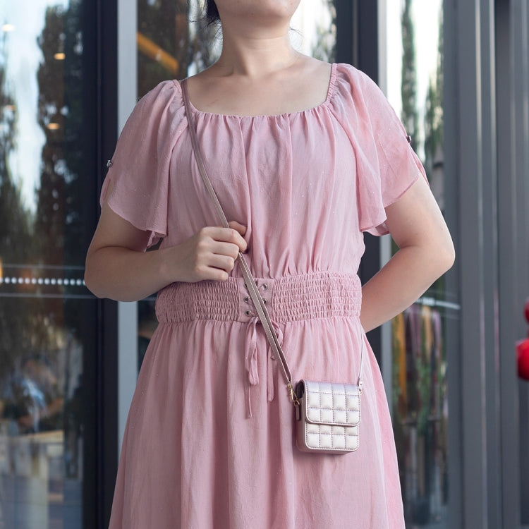 For Samsung Galaxy Z Flip6 BFB04 Plaid Crossbody Fold Phone Bag(Rose Gold) by buy2fix