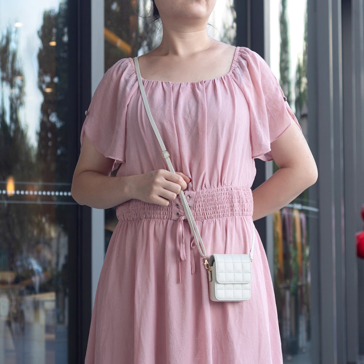 For Samsung Galaxy Z Flip6 BFB04 Plaid Crossbody Fold Phone Bag(White) by buy2fix