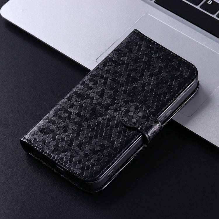 For iPhone 16 Pro Max Honeycomb Dot Texture Leather Phone Case(Black) by buy2fix
