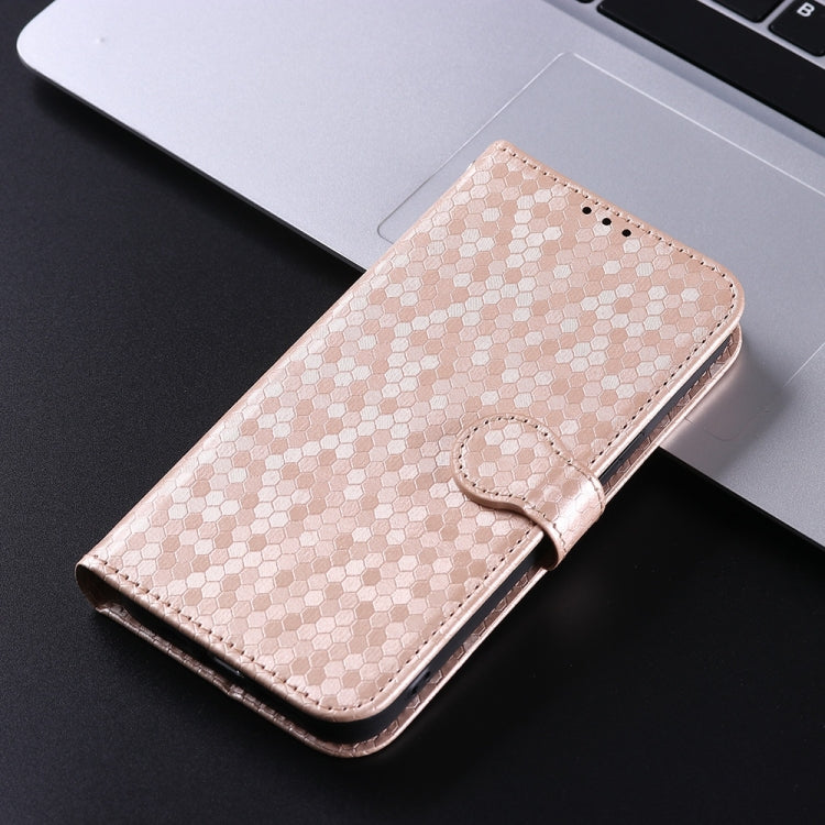For iPhone 16 Pro Honeycomb Dot Texture Leather Phone Case(Gold) by buy2fix
