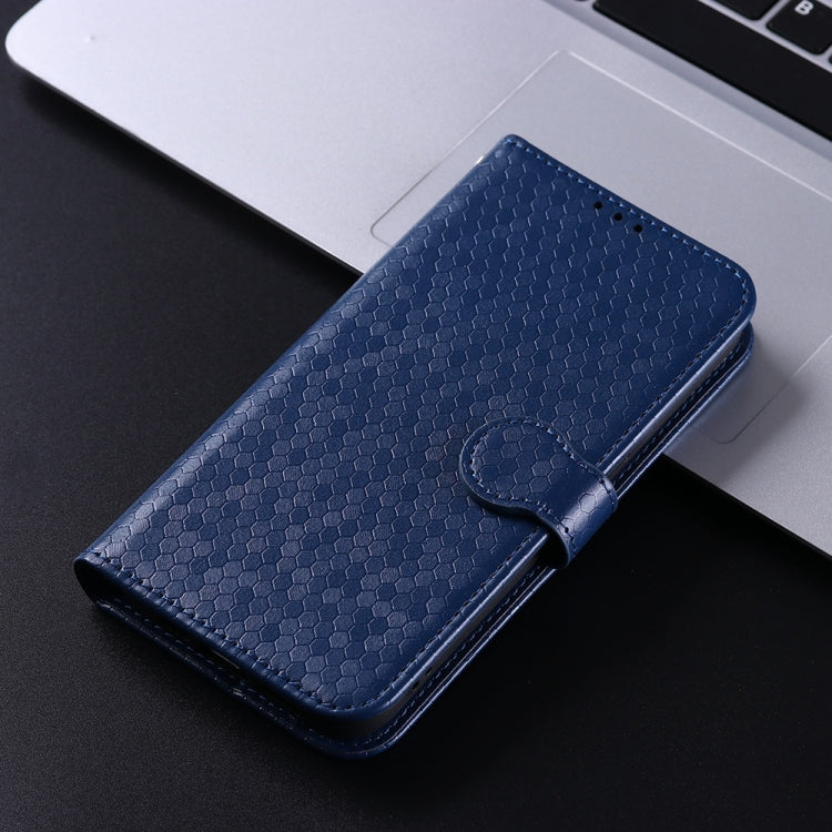 For iPhone 16 Honeycomb Dot Texture Leather Phone Case(Blue) by buy2fix