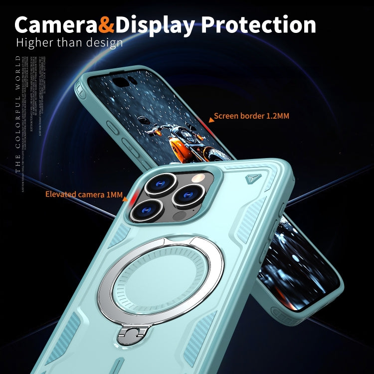 For iPhone 13 Pro Max PC Hybrid TPU Armor MagSafe Ring Holder Phone Case(Light Blue) by buy2fix