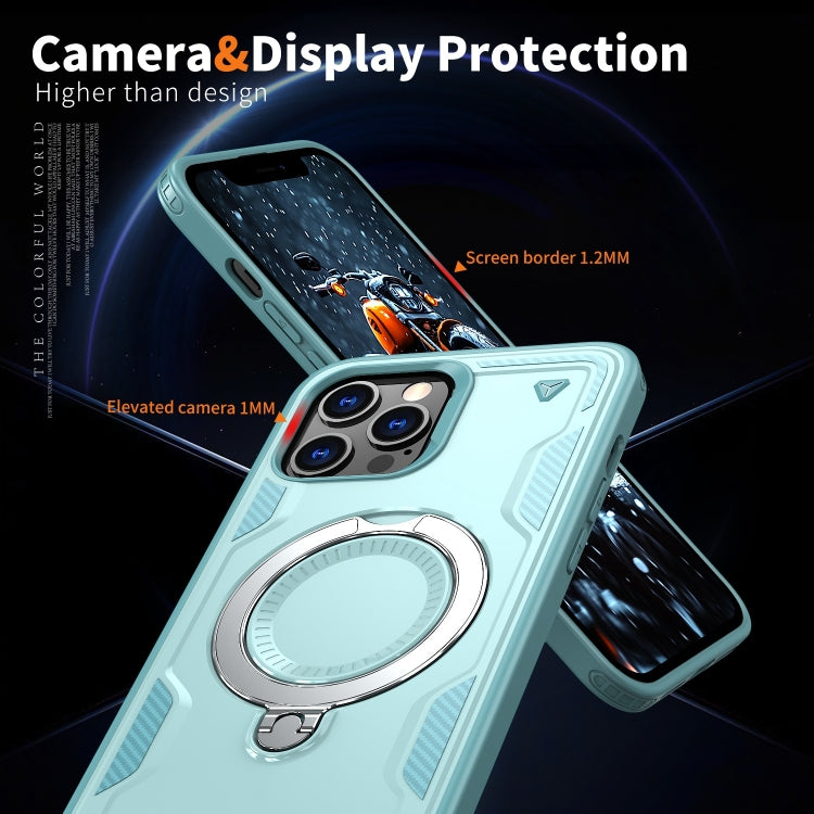 For iPhone 12 Pro PC Hybrid TPU Armor MagSafe Ring Holder Phone Case(Light Blue) by buy2fix