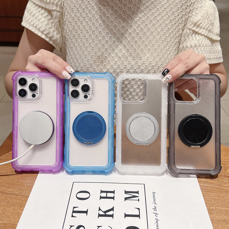 For iPhone 16 Matte TPU Hybrid PC 3-in-1 MagSafe Holder Phone Case(Black) by buy2fix