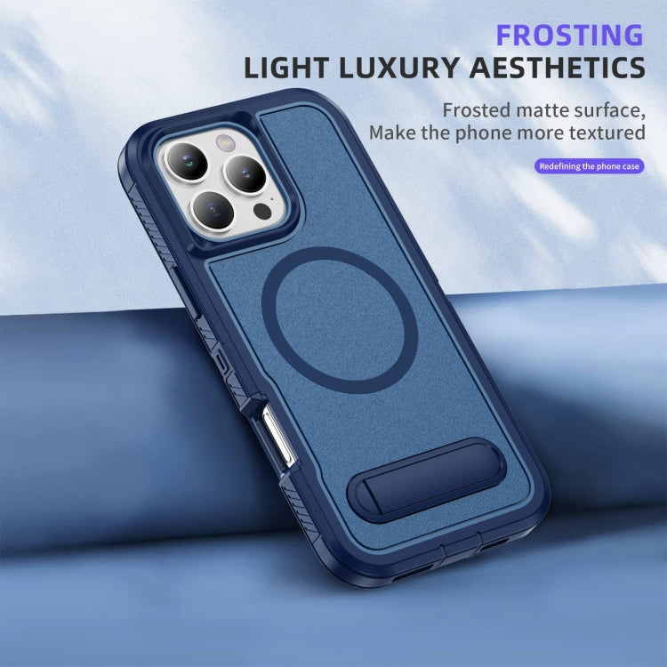 For iPhone 16 Pro Max Guard MagSafe Holder Matte PC Hybrid TPU Phone Case(Royal Blue) by buy2fix