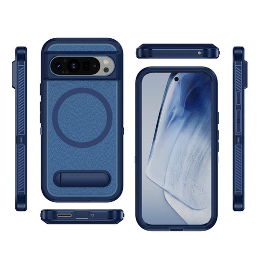 For Google Pixel 9 Pro Guard MagSafe Holder Matte PC Hybrid TPU Phone Case(Royal Blue) by buy2fix