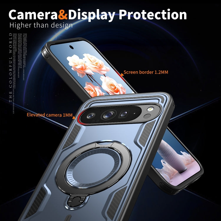 For Google Pixel 9 / 9 Pro PC Hybrid TPU Armor MagSafe Ring Holder Phone Case(Blue) by buy2fix