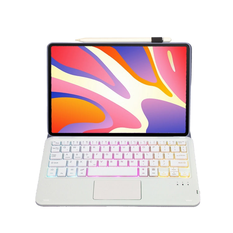 For Huawei MatePad SE 11 2024 AH21-AS Ultra-thin Detachable Backlight Bluetooth Keyboard Leather Tablet Case with Touchpad(Lavender White) by buy2fix