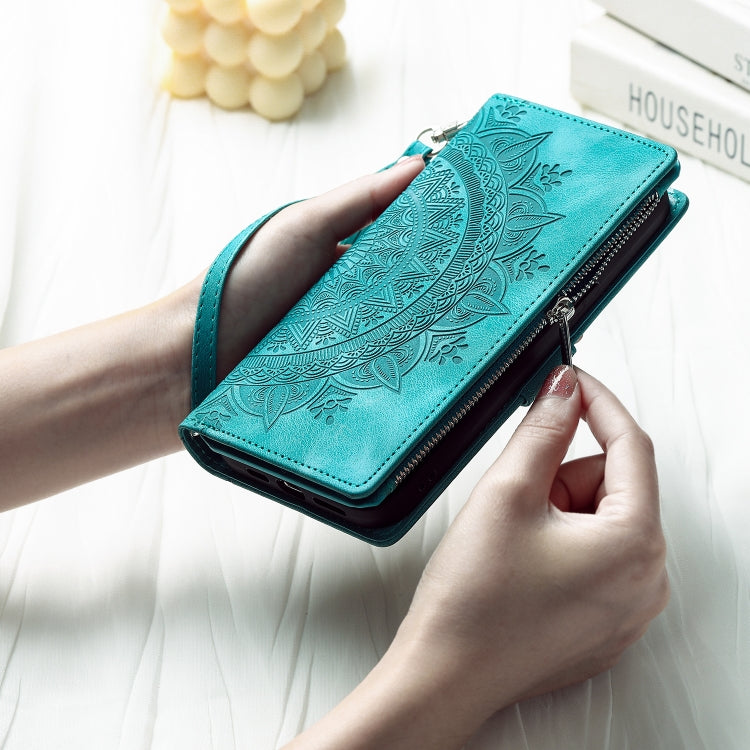 For Samsung Galaxy S25 Ultra 5G Multi-Card Totem Zipper Leather Phone Case(Green) by buy2fix