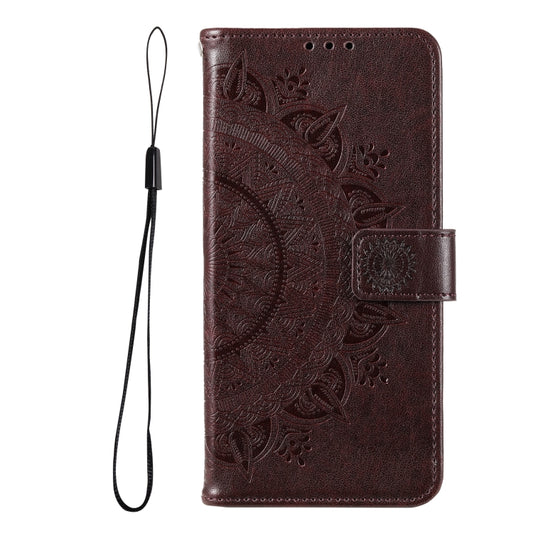 For Samsung Galaxy S25+ 5G Totem Flower Embossed Leather Phone Case with Lanyard(Brown) by buy2fix
