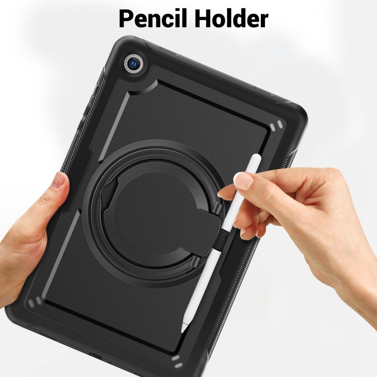 For Samsung Galaxy Tab A9+ Honeycomb Hybrid Tablet Case with Handle Holder & Strap(Black) - Galaxy Tab A9+ by buy2fix | Online Shopping UK | buy2fix