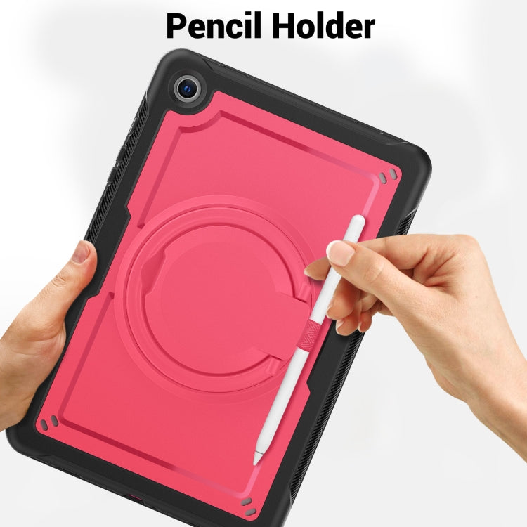 For Samsung Galaxy Tab A9+ Honeycomb Hybrid Tablet Case with Handle Holder & Strap(Rose Red) - Galaxy Tab A9+ by buy2fix | Online Shopping UK | buy2fix