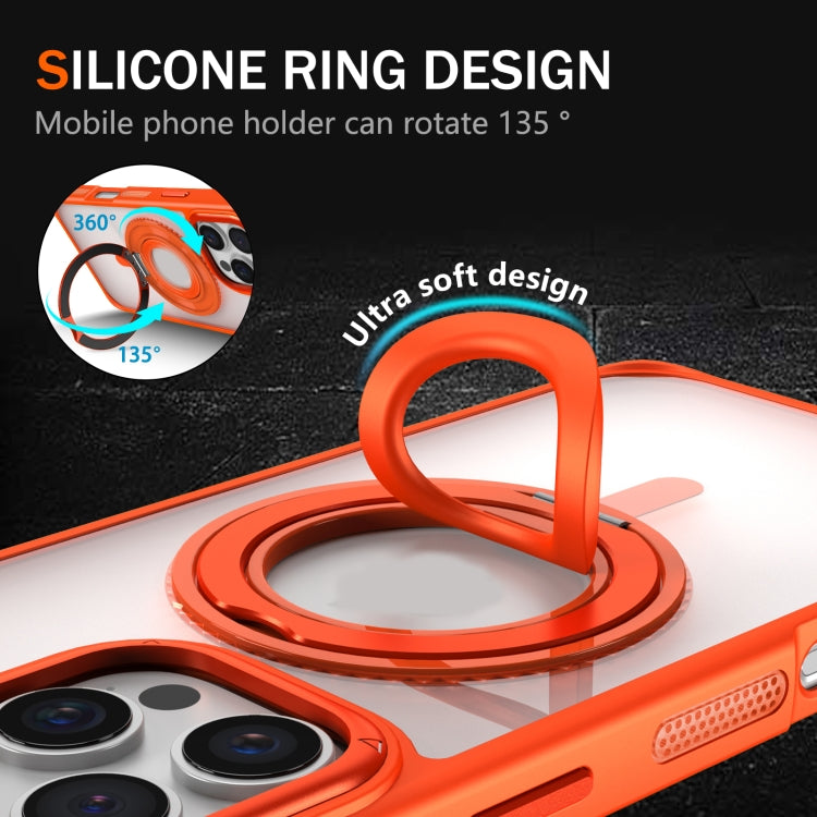 For iPhone 15 Pro Skin Feel Transparent 360 Degree Rotating Silicone Ring Holder Phone Case(Purple) - iPhone 15 Pro Cases by buy2fix | Online Shopping UK | buy2fix