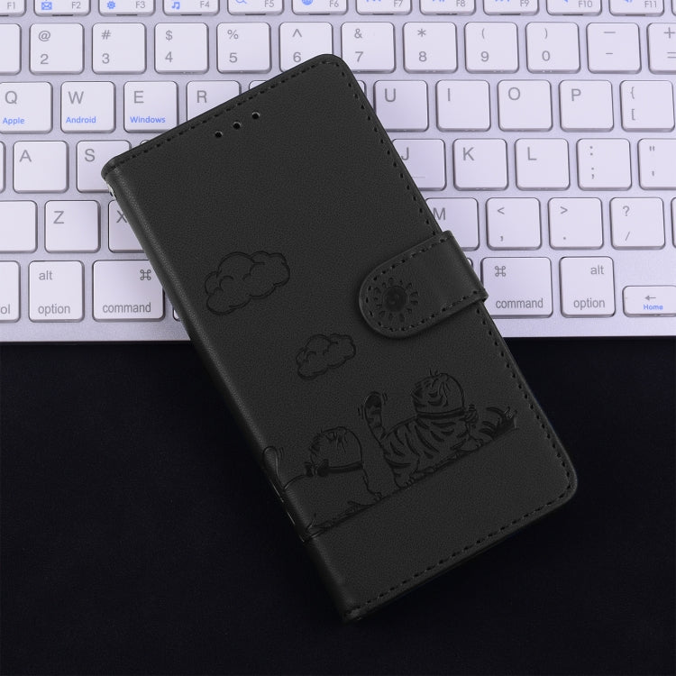 For iPhone 16 Plus Cute Cats RFID Leather Phone Case(Black) by buy2fix