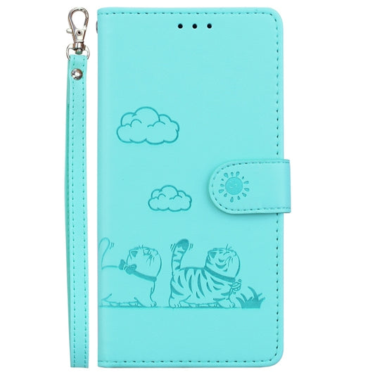 For OnePlus 13 Cute Cats RFID Leather Phone Case(Green) by buy2fix