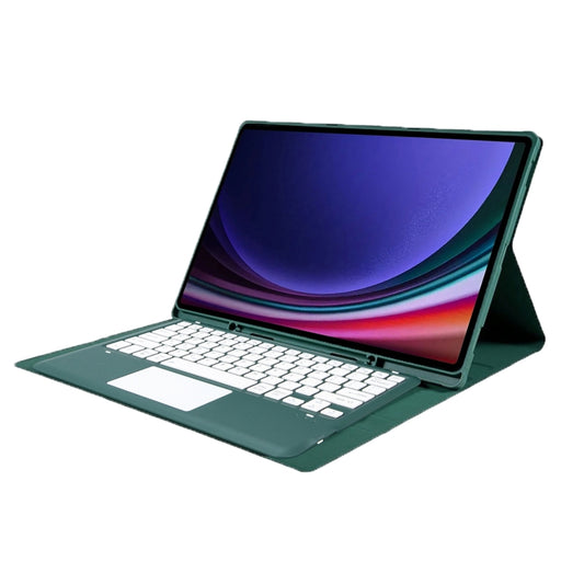 For Samsung Galaxy Tab S10 Ultra A910B-A Touch Pad Detachable Bluetooth Keyboard Leather Tablet Case(Dark Green) by buy2fix