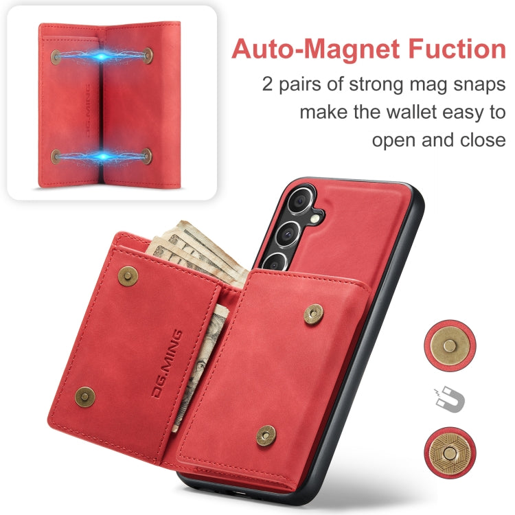 For Samsung Galaxy S24 FE 5G DG.MING M1 Series 3-Fold Multi Card Wallet + Magnetic Phone Case(Red) by DG.MING