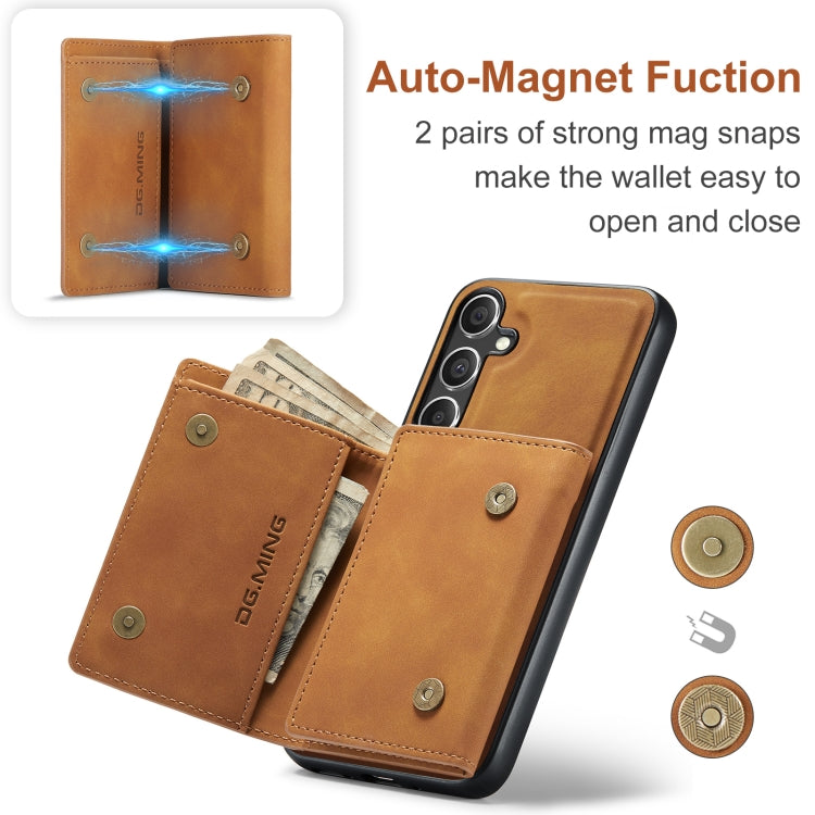 For Samsung Galaxy S24 FE 5G DG.MING M1 Series 3-Fold Multi Card Wallet + Magnetic Phone Case(Brown) by DG.MING