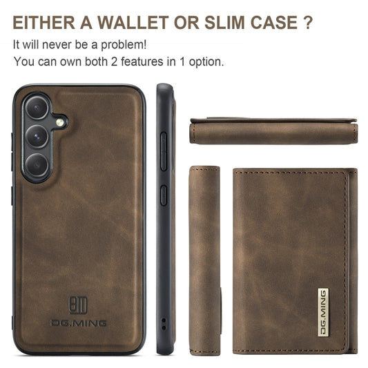 For Samsung Galaxy S24 FE 5G DG.MING M1 Series 3-Fold Multi Card Wallet + Magnetic Phone Case(Coffee) by DG.MING