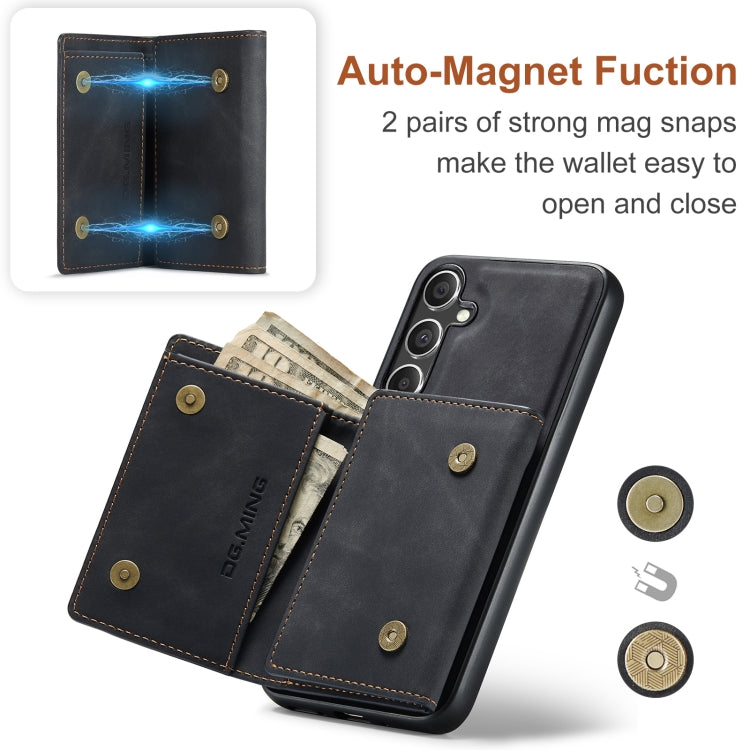 For Samsung Galaxy S24 FE 5G DG.MING M1 Series 3-Fold Multi Card Wallet + Magnetic Phone Case(Black) by DG.MING