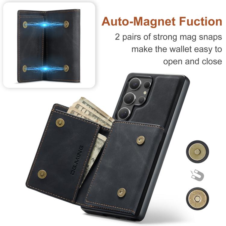 For Samsung Galaxy S25 Ultra 5G DG.MING M1 Series 3-Fold Multi Card Wallet + Magnetic Phone Case(Black) - Galaxy S25 Ultra 5G Cases by DG.MING | Online Shopping UK | buy2fix