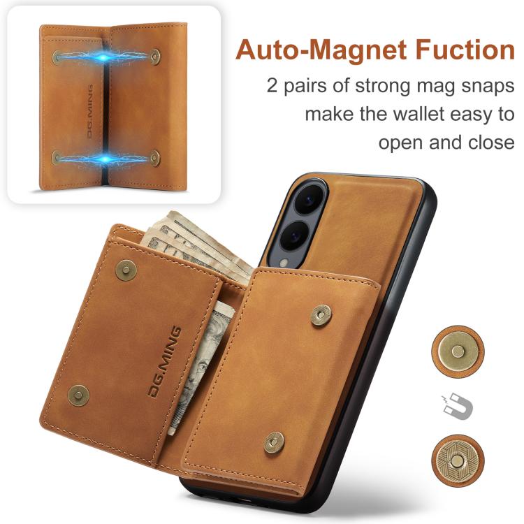 For Samsung Galaxy S25 Edge 5G DG.MING M1 Series 3-Fold Multi Card Wallet + Magnetic Phone Case(Brown) - Galaxy S25 Edge 5G Cases by DG.MING | Online Shopping UK | buy2fix