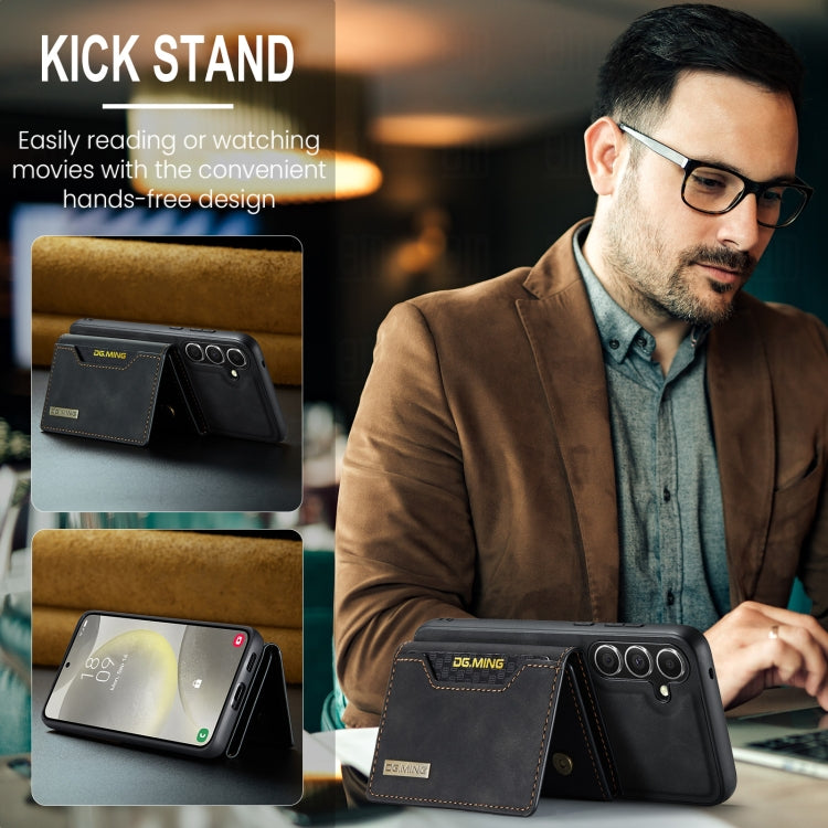 For Samsung Galaxy S24 FE 5G DG.MING M2 Series 3-Fold Multi Card Bag + Magnetic Phone Case(Black) by DG.MING