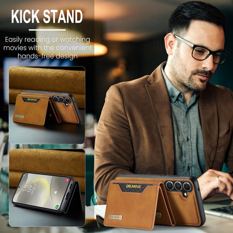 For Samsung Galaxy S24 FE 5G DG.MING M2 Series 3-Fold Multi Card Bag + Magnetic Phone Case(Brown) by DG.MING