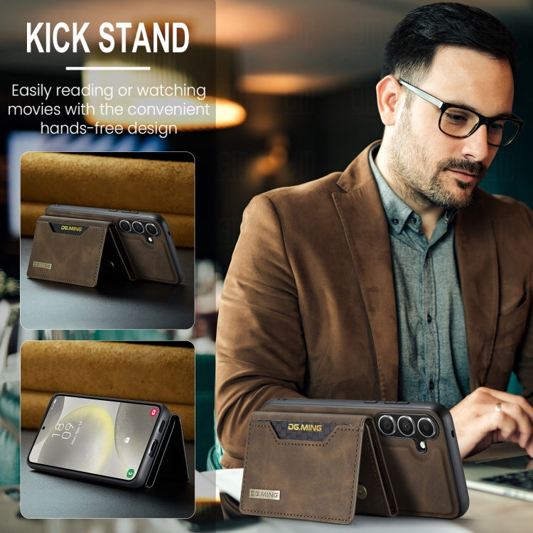 For Samsung Galaxy S24 FE 5G DG.MING M2 Series 3-Fold Multi Card Bag + Magnetic Phone Case(Coffee) by DG.MING