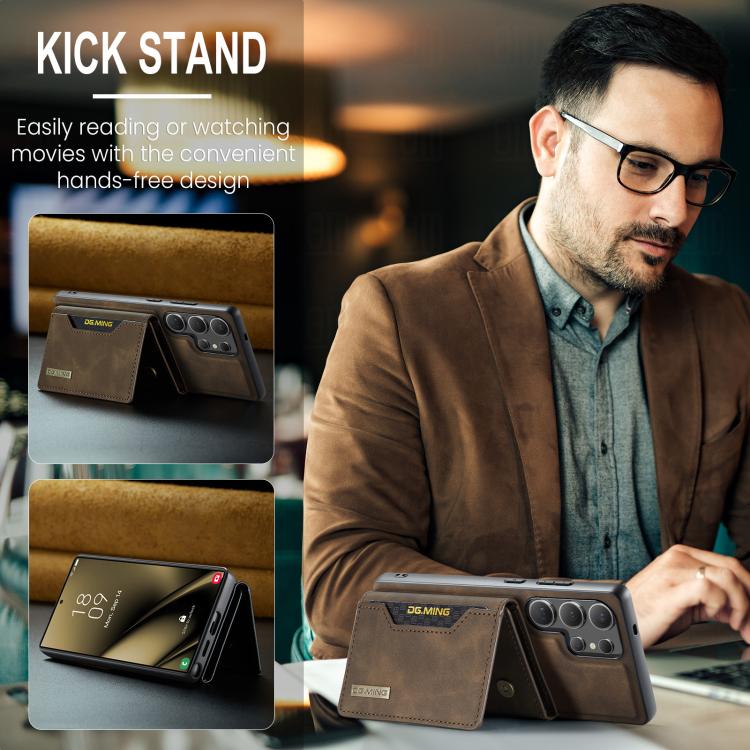 For Samsung Galaxy S25 Ultra 5G DG.MING M2 Series 3-Fold Multi Card Bag + Magnetic Phone Case(Coffee) - Galaxy S25 Ultra 5G Cases by DG.MING | Online Shopping UK | buy2fix