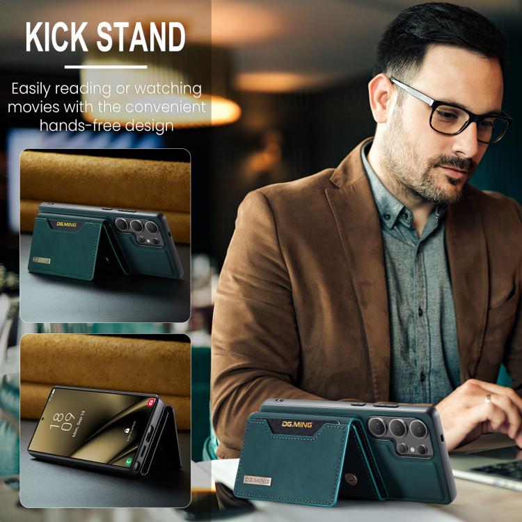 For Samsung Galaxy S25 Ultra 5G DG.MING M2 Series 3-Fold Multi Card Bag + Magnetic Phone Case(Green) - Galaxy S25 Ultra 5G Cases by DG.MING | Online Shopping UK | buy2fix