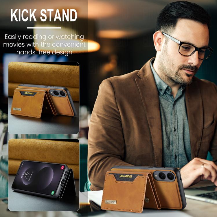 For Samsung Galaxy S25 Edge 5G DG.MING M2 Series 3-Fold Multi Card Bag + Magnetic Phone Case(Brown) - Galaxy S25 Edge 5G Cases by DG.MING | Online Shopping UK | buy2fix