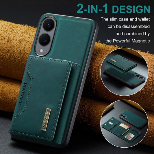 For Samsung Galaxy S25 Edge 5G DG.MING M2 Series 3-Fold Multi Card Bag + Magnetic Phone Case(Green) - Galaxy S25 Edge 5G Cases by DG.MING | Online Shopping UK | buy2fix