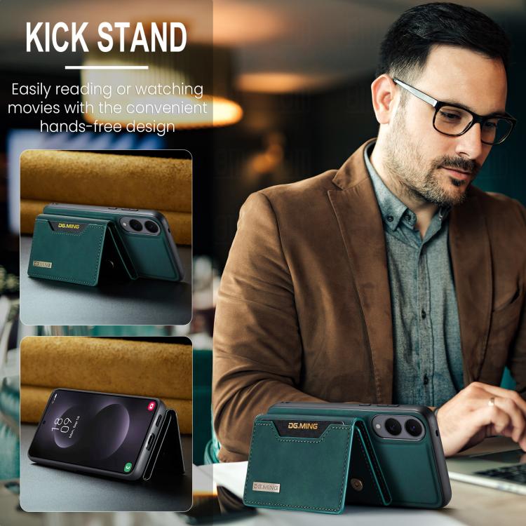 For Samsung Galaxy S25 Edge 5G DG.MING M2 Series 3-Fold Multi Card Bag + Magnetic Phone Case(Green) - Galaxy S25 Edge 5G Cases by DG.MING | Online Shopping UK | buy2fix