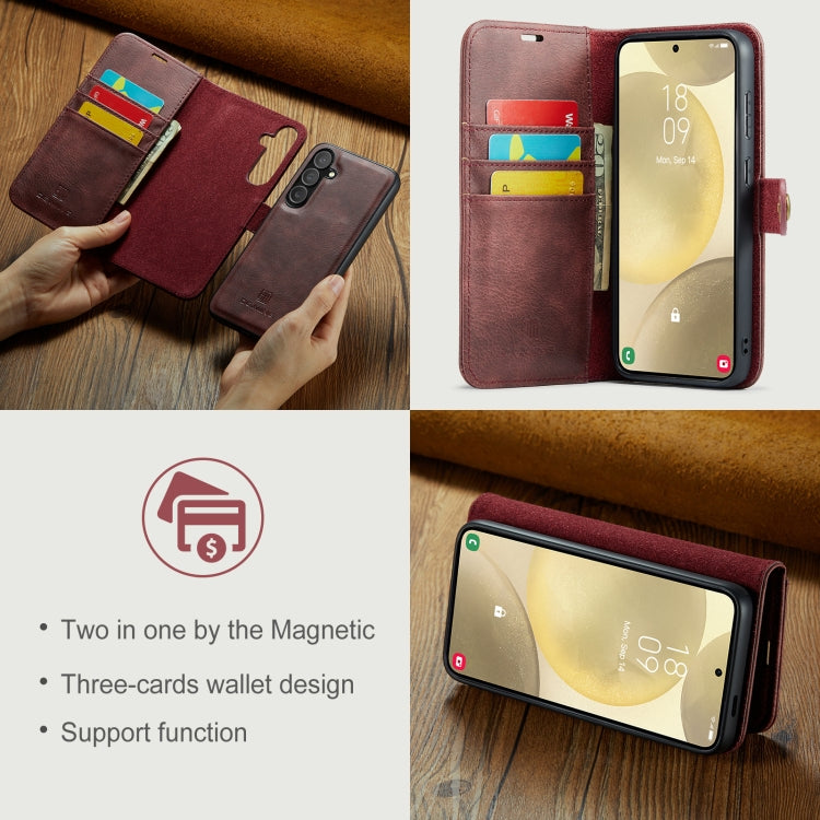 For Samsung Galaxy S24 FE 5G DG.MING Crazy Horse Texture Detachable Magnetic Leather Case(Red) by DG.MING
