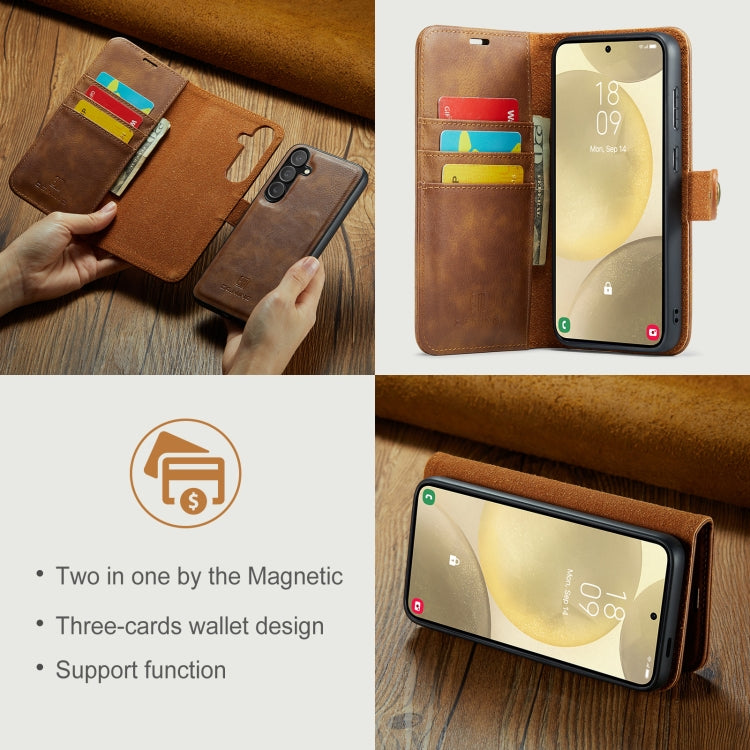 For Samsung Galaxy S24 FE 5G DG.MING Crazy Horse Texture Detachable Magnetic Leather Case(Brown) by DG.MING