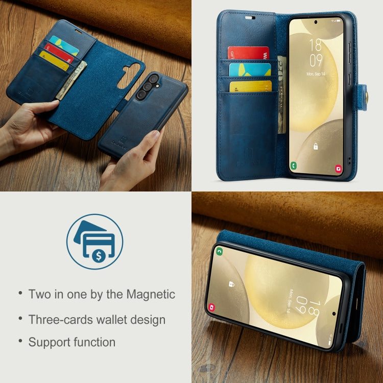 For Samsung Galaxy S24 FE 5G DG.MING Crazy Horse Texture Detachable Magnetic Leather Case(Blue) by DG.MING