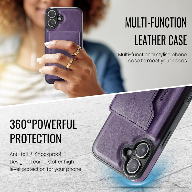 For iPhone 16 MAGKING K2 Series MagSafe RFID Card Bag Detachable Phone Case(Purple) by MAGKING
