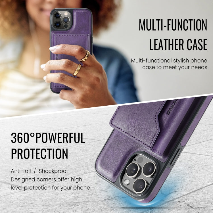 For iPhone 12 Pro Max MAGKING K2 Series MagSafe RFID Card Bag Detachable Phone Case(Purple) by MAGKING