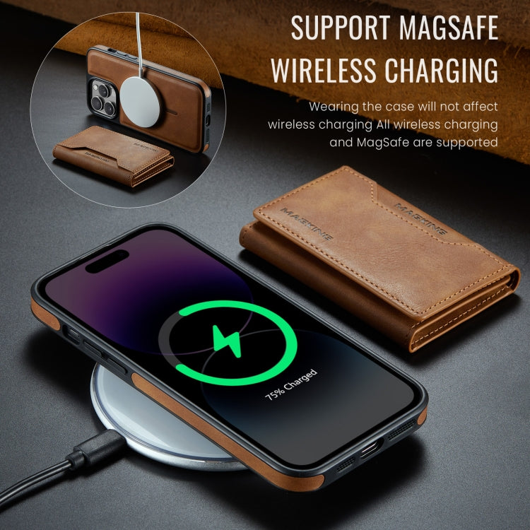For iPhone 13 Pro Max MAGKING K2 Series MagSafe RFID Card Bag Detachable Phone Case(Brown) - iPhone 13 Pro Max Cases by MAGKING | Online Shopping UK | buy2fix