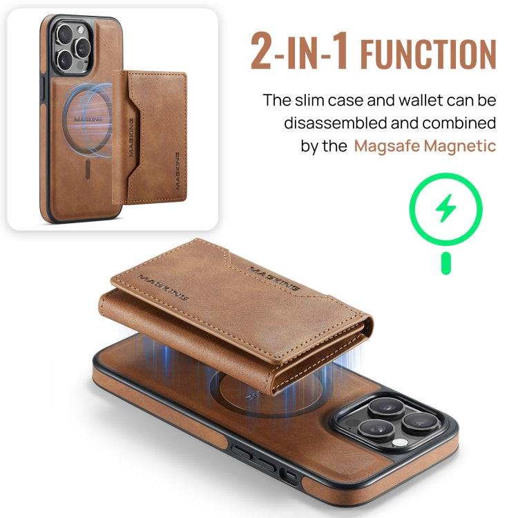 For iPhone 13 Pro Max MAGKING K2 Series MagSafe RFID Card Bag Detachable Phone Case(Brown) - iPhone 13 Pro Max Cases by MAGKING | Online Shopping UK | buy2fix